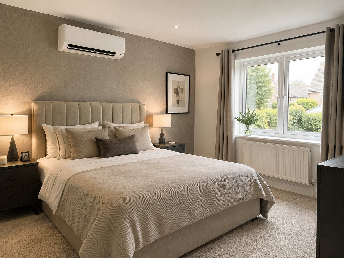 Air conditioned luxury bedroom in UK property